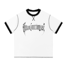 Load image into Gallery viewer, Human Connection Lost Contrast Stitch "Don't Look Too Close" T-shirt(white)
