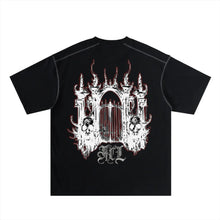 Load image into Gallery viewer, Human Connection Lost Contrast Stitch &quot;Gates of Hell&quot; T-shirt(black)
