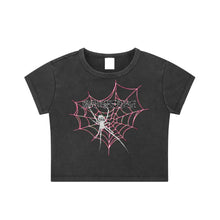 Load image into Gallery viewer, Howard Morley Collection "Love Web" Black Crop Top
